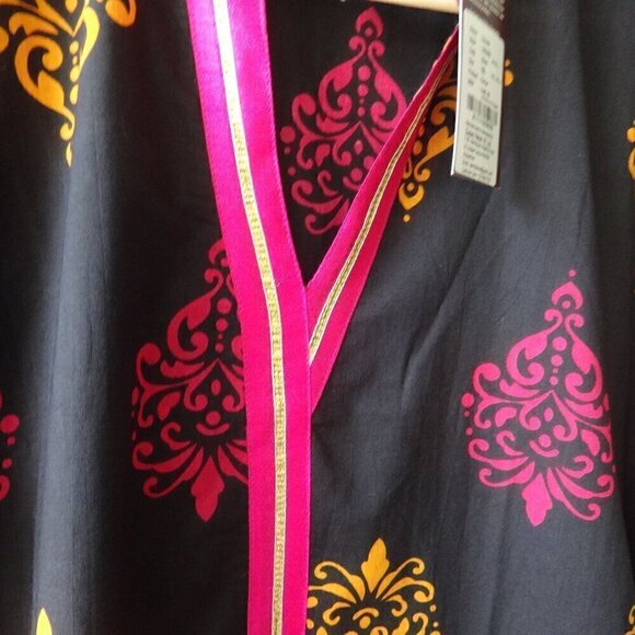 Divena size XXL Kurti cotton black with pink trim, pink, orange yellow print NWT - Picture 5 of 16